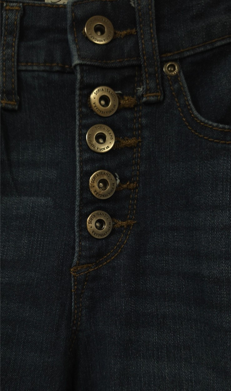 Sophia Vergara Melisa Flare Button Fly Dark Wash Mid Rise Stretch Jeans 2 26×33