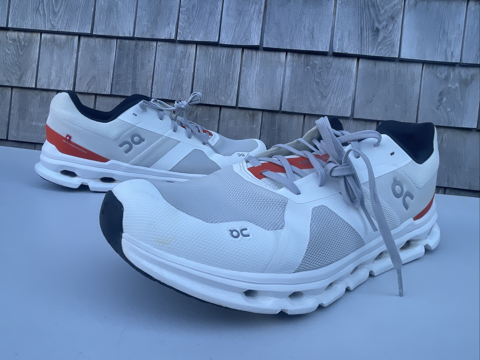 On Cloudrunner Low Top Athletic Sneakers Shoes White Gray Orange Men’s Size 14