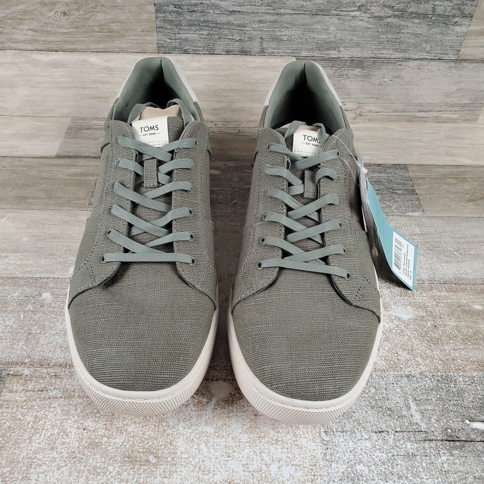 Toms Leandro Men’s Shoes Sz 14 Casual Lichen Green Heritage Canvas Sneakers