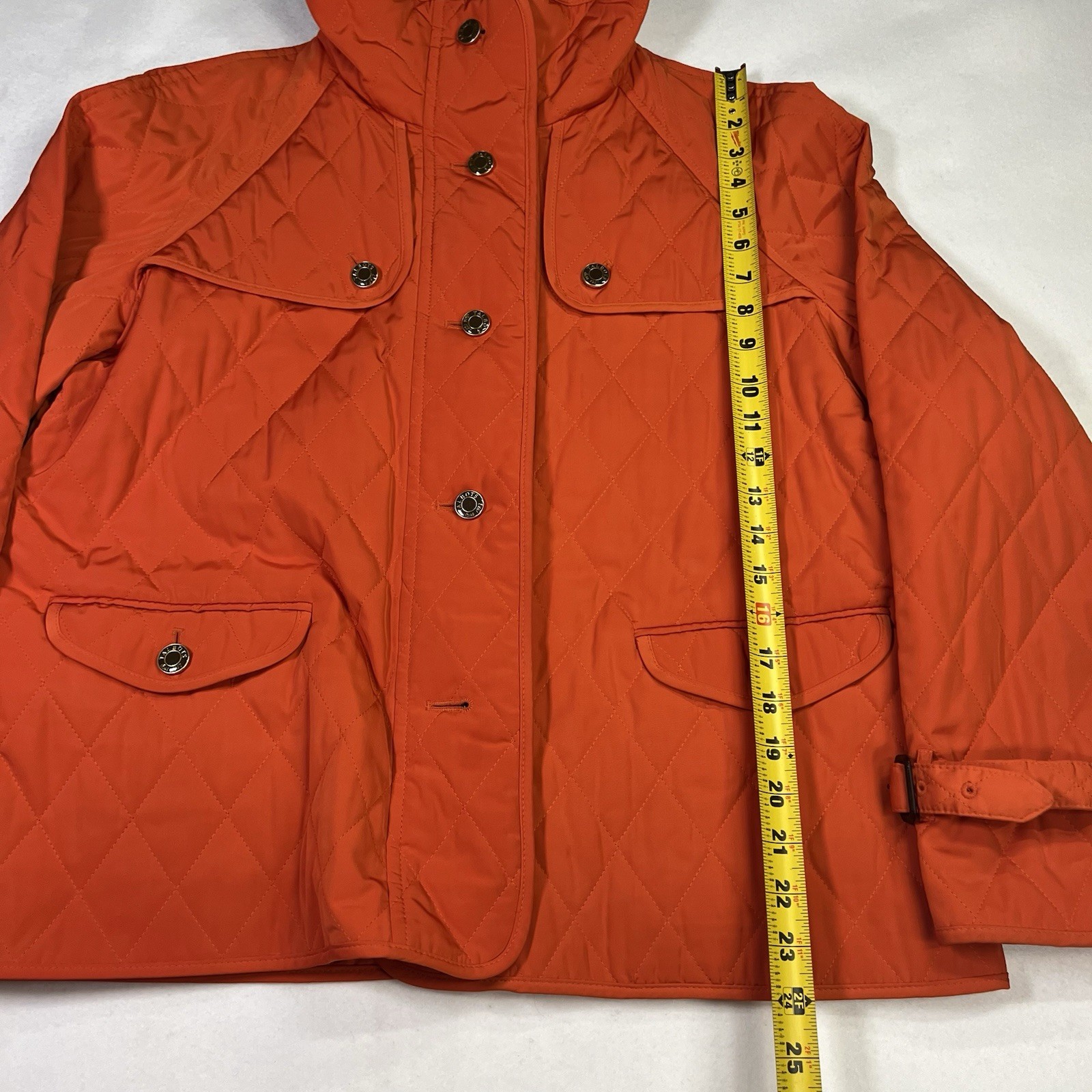 Talbots Orange Quilted Button Front Short Jacket Women’s Size Medium