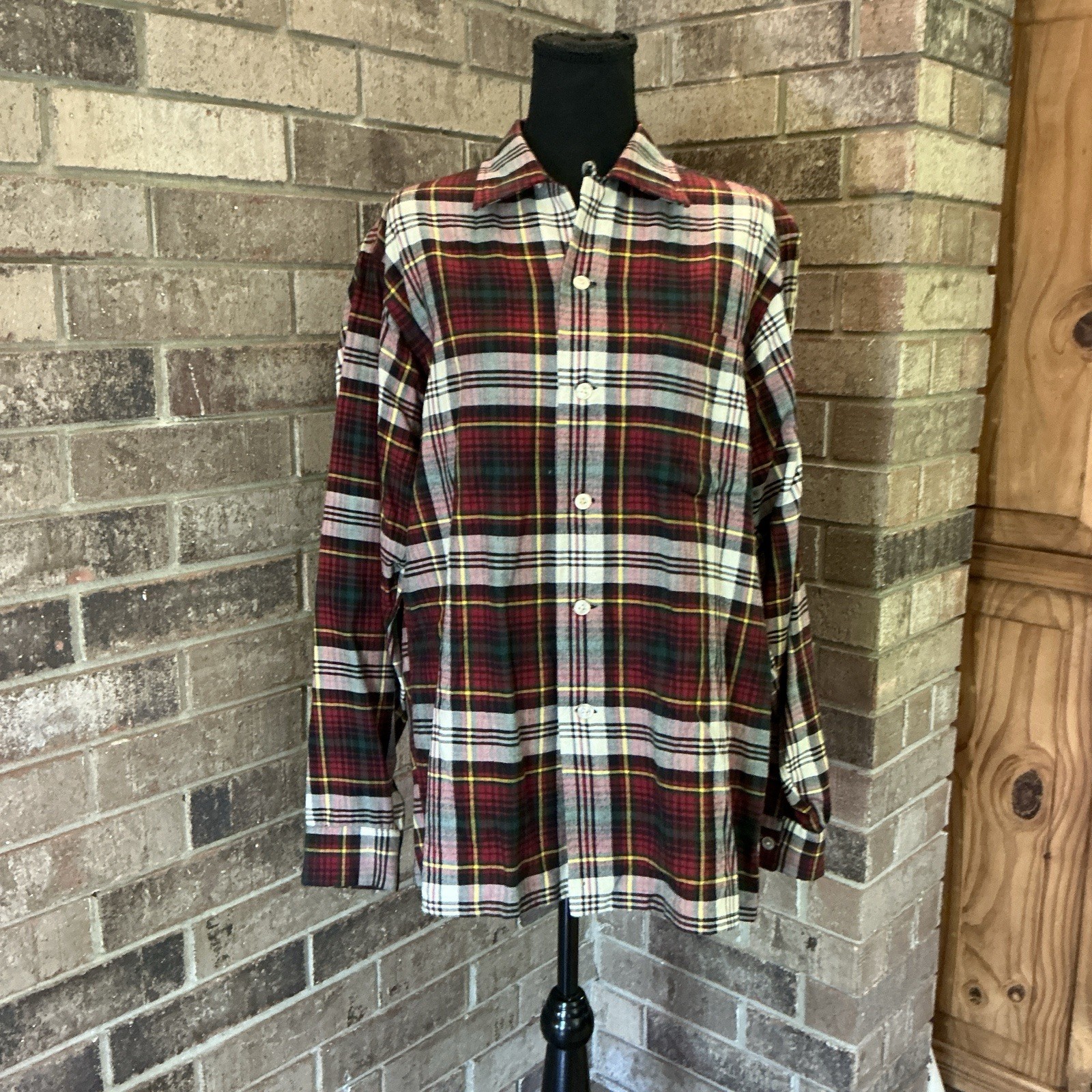 50s 60s VINTAGE Hathaway Lochlana Douglas Dress Tartan Shirt Size M Wool #81E