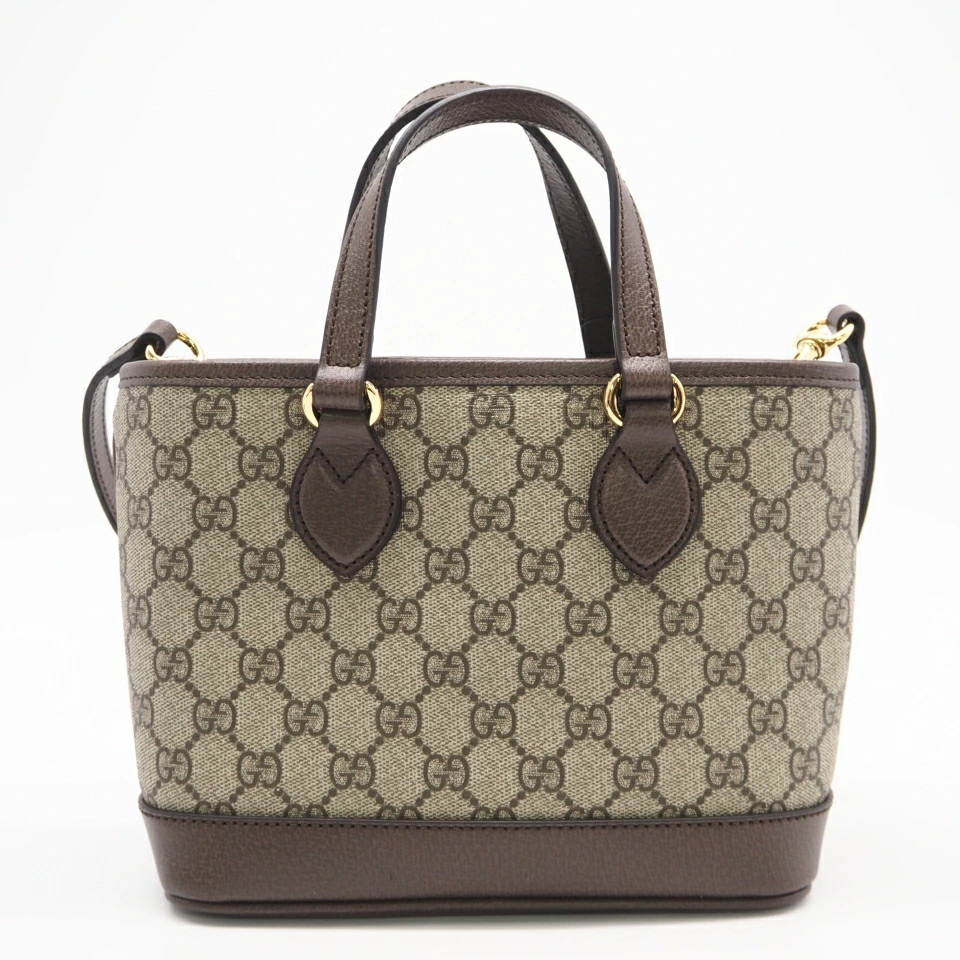 GUCCI GG Supreme Ophidia Small Tote Bag 811716 2WAY Handbag Beige Brown