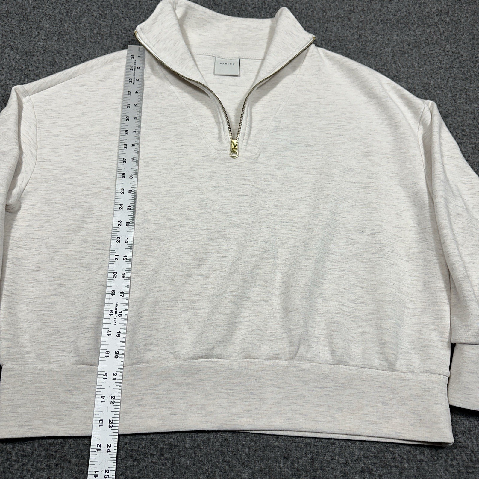 Varley Hawley Half-Zip Sweatshirt Beige Gray Women’s Large Oversized Athleisure
