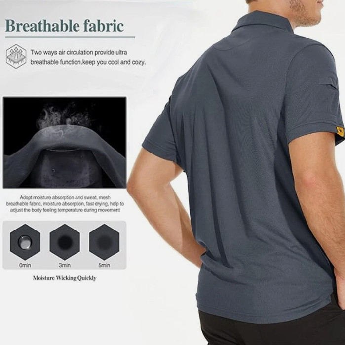 Tactical Casual Men’s Short Sleeve Polo T-Shirt Combat Top Shirt Quick Dry Sport