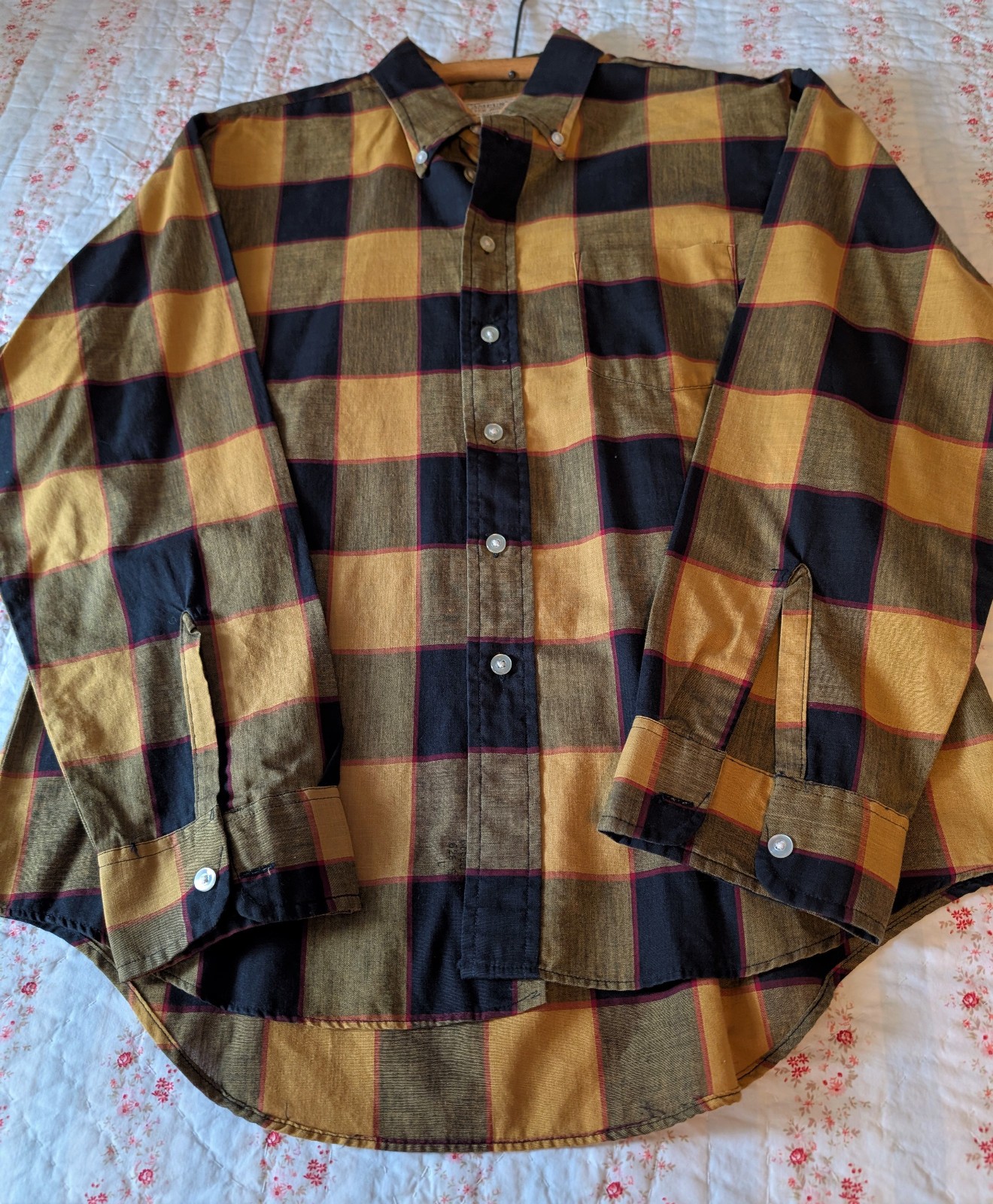 CAMPUS Never Iron Mens Plaid Shirt Sz 16-6-1/2 Large 100% cotton USA Made NWOT