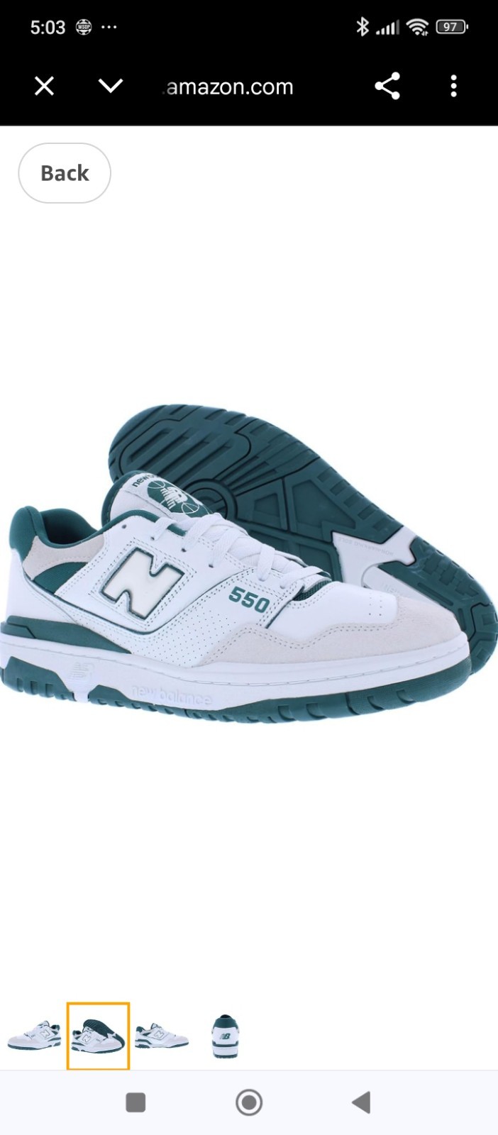 New Balance 550 Men’s White/Green Sneaker Size 11