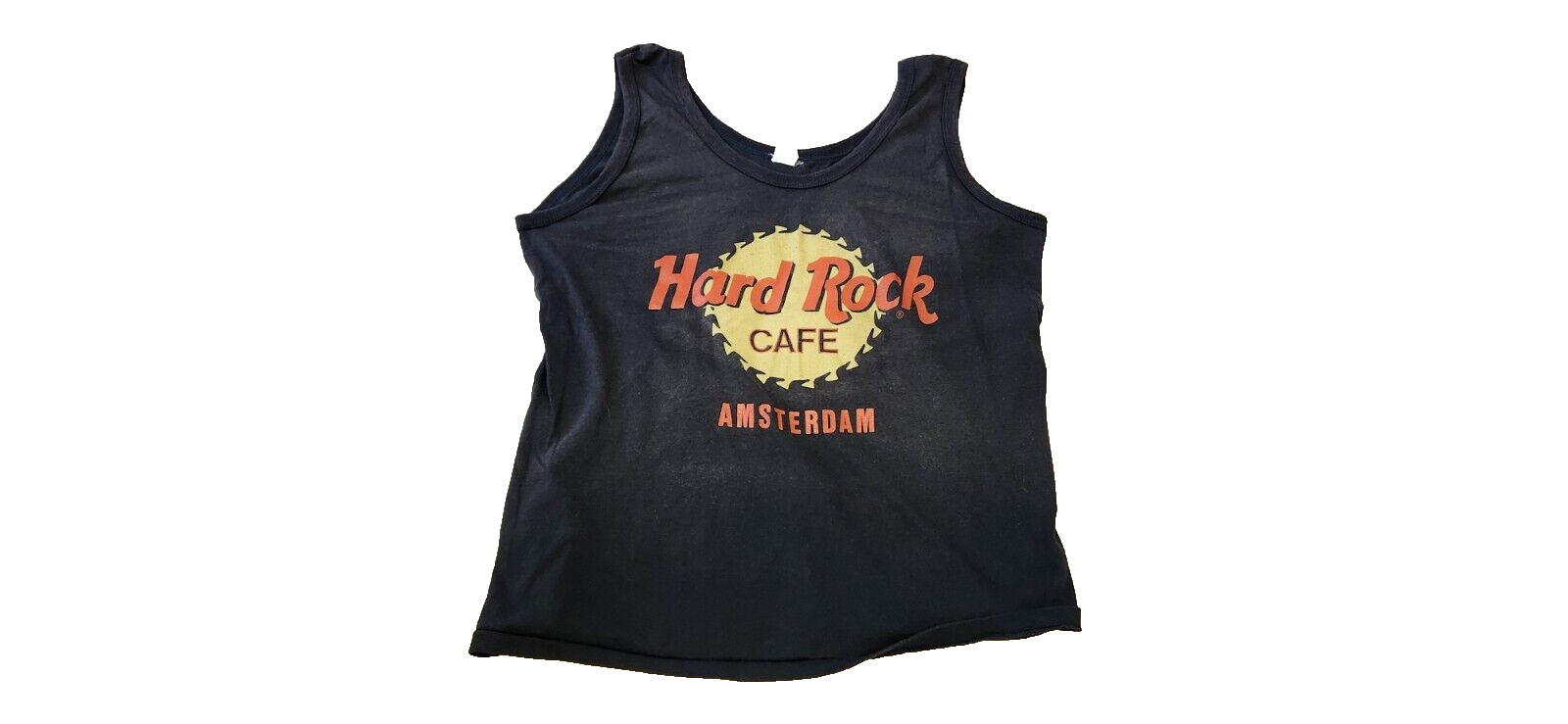 Vintage 80s HARD ROCK CAFE Tank Top AMSTERDAM Soft Faded LARGE Screen Stars