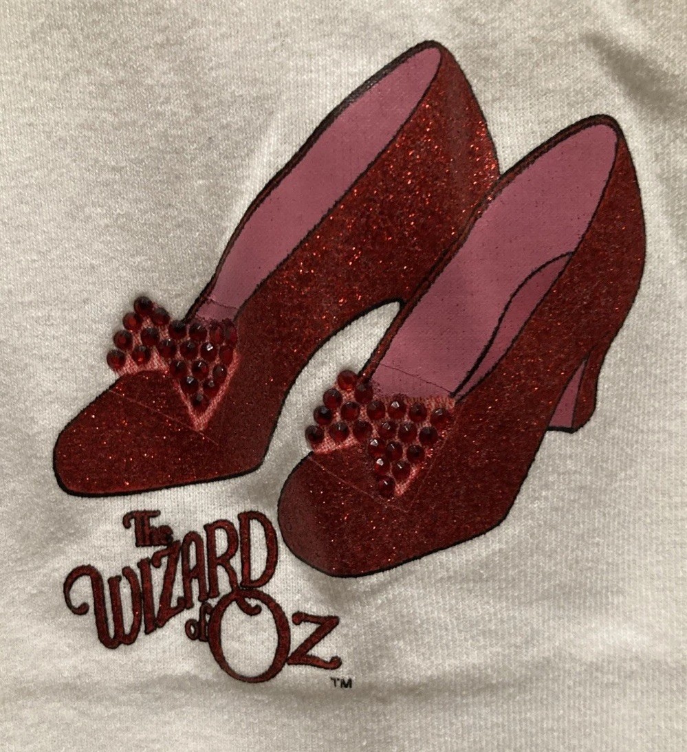 Vintage Y2K Wizard of Oz Ruby Slippers Rhinestone White Tank Turner NWT