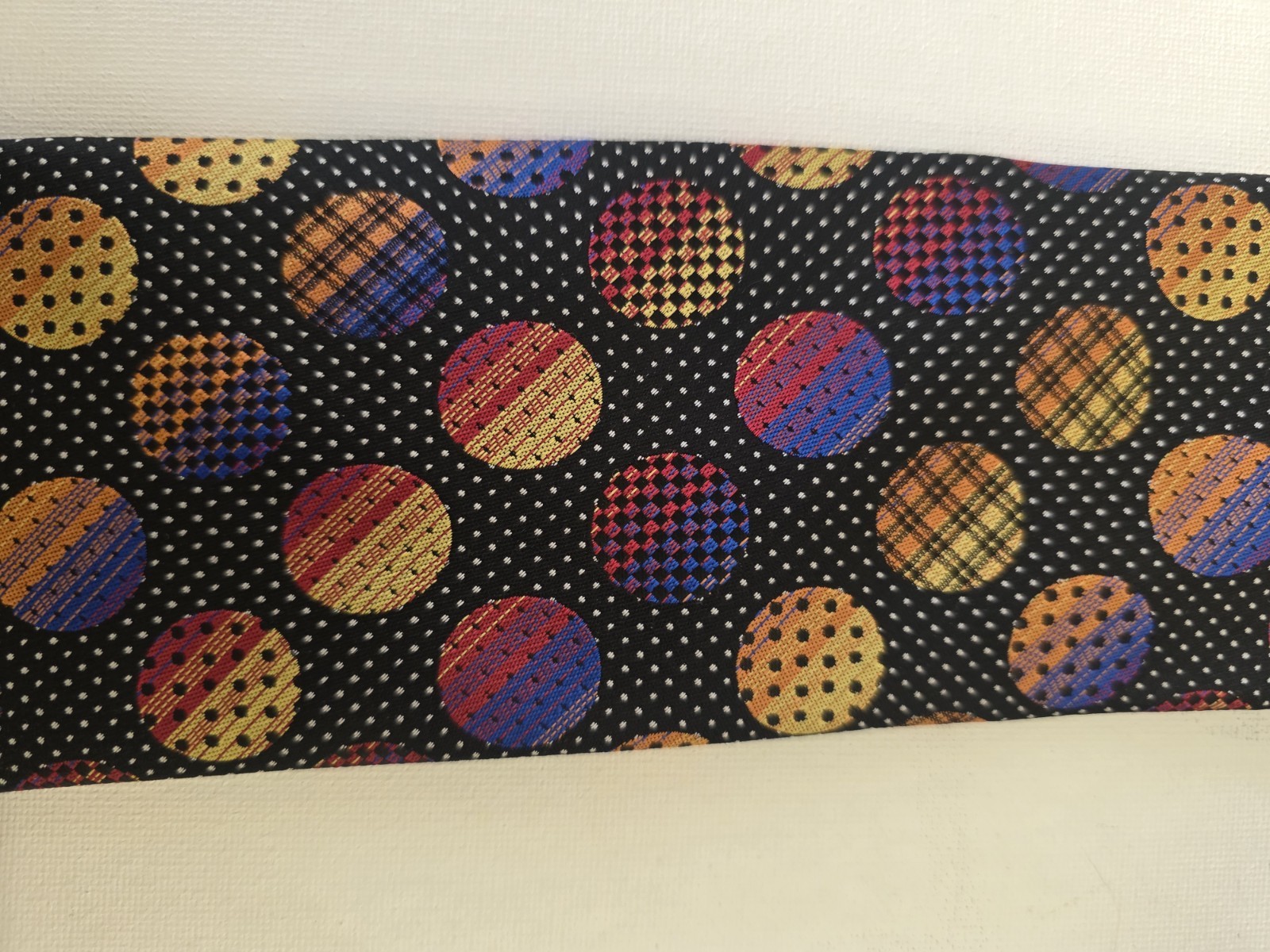 Stacy Adams Men’s Woven Silk Tie Black Multicolor Polka Dot One Size Pop Art