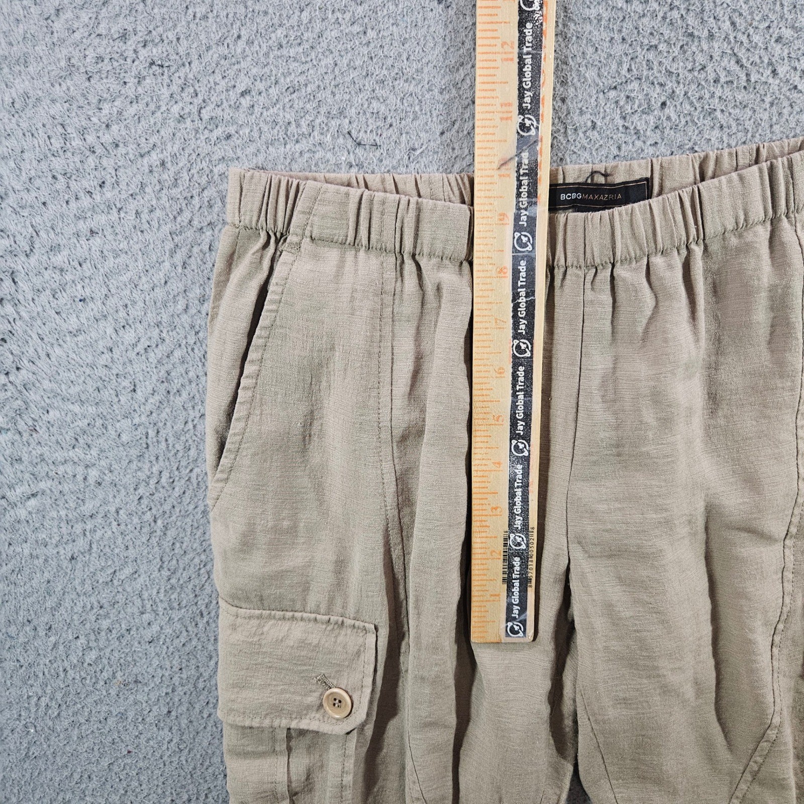 BCBGMAXAZRIA Womens Khaki Tan Cargo Pants Elastic Waist Ankle Zip Cropped XS