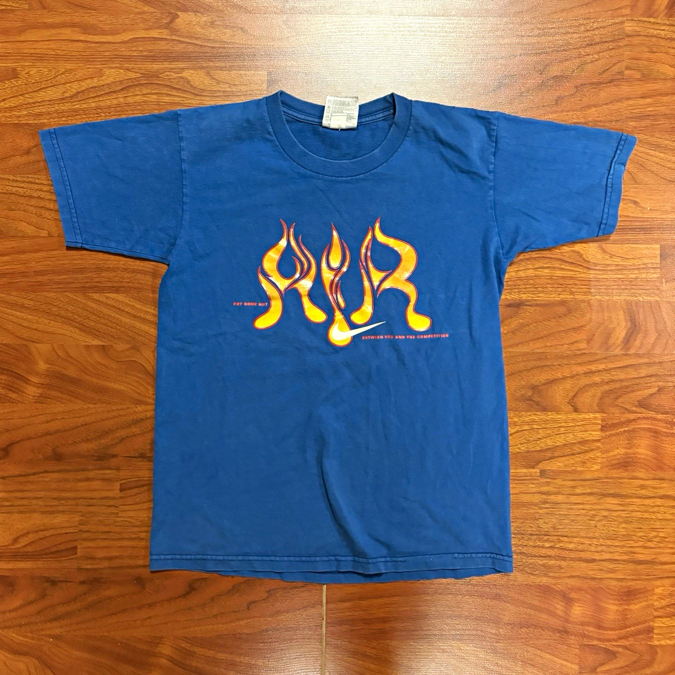 Vintage nike youth Small Blue Faded Tribal Skate Flames Air Bakin Rare