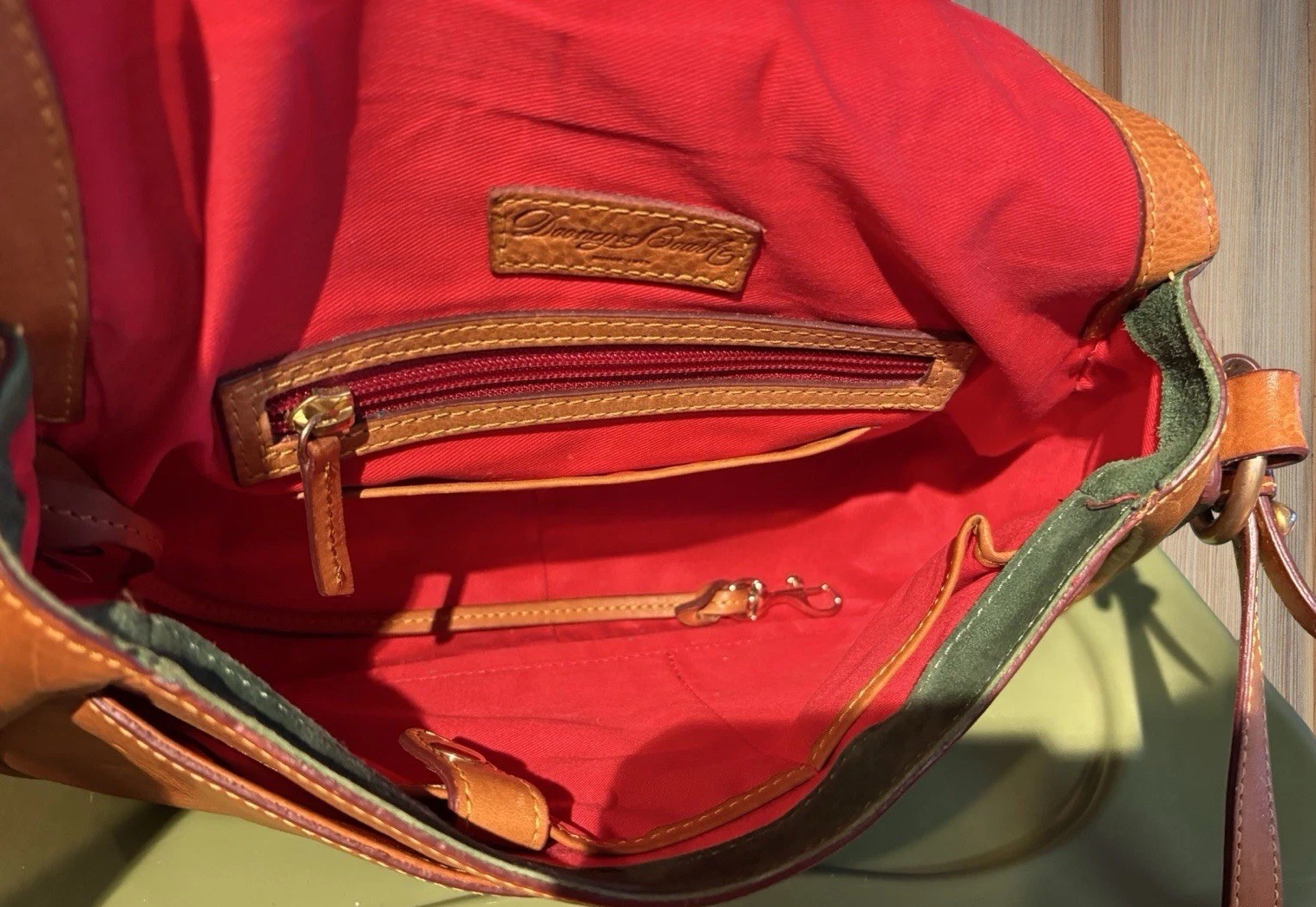 Dooney Bourke Brown Florentine Vacchetta Leather Saddle Messenger Shoulder Bag