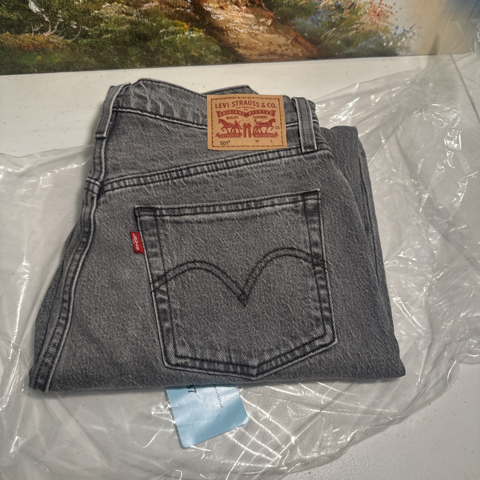 LEVI’S 501 DT Selvedge Jeans Denim Tears Irregular Biker Western Men 26×30 NOS