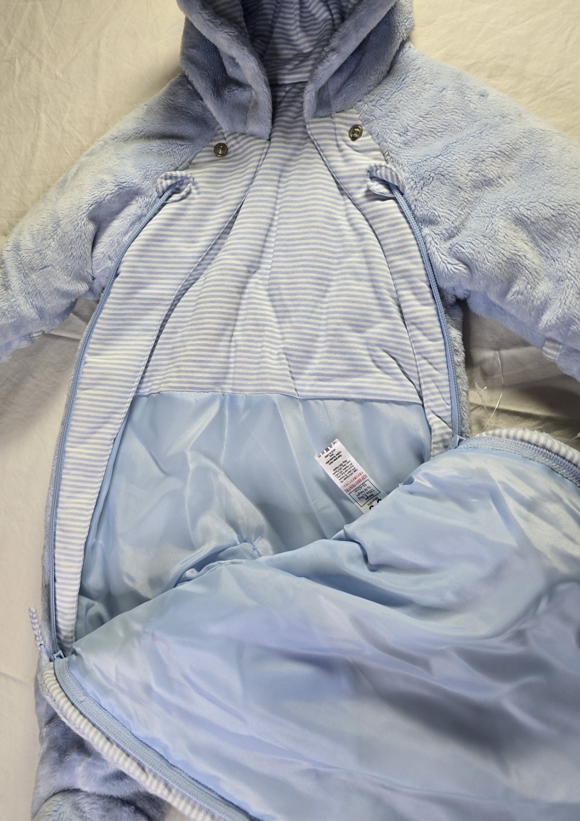 Blue Fleece Snowsuit Padded Pramsuit Baby Boys Snow Suit 0-3 Months