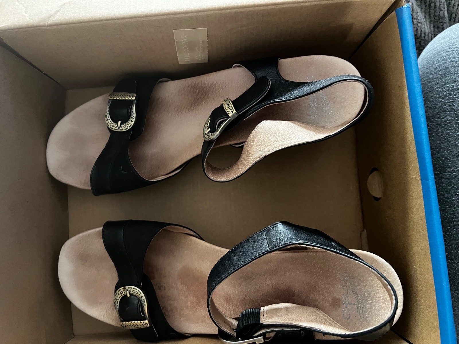 Dansko: Anna Burnished Calf Black Strappy Heeled Sandal