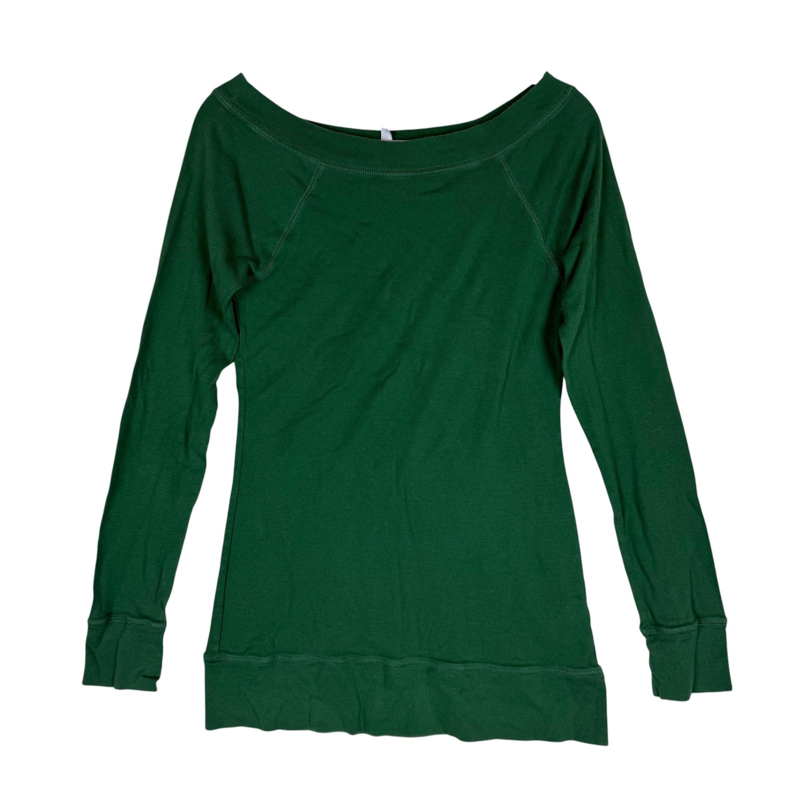 Old Navy Shirt Womens Large Green Boat Neck Raglan Long Sleeve SF NY Jersey