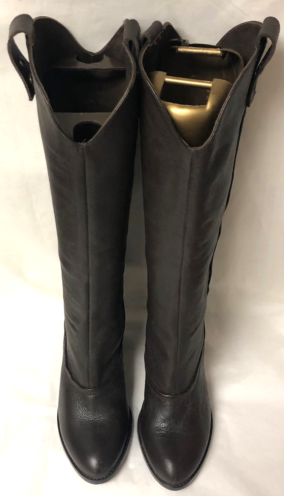 JESSICA BENNETT TALL WESTERN CAMPUS RIDING BOOTS BROWN LEATHER STACK HEEL SZ 6M
