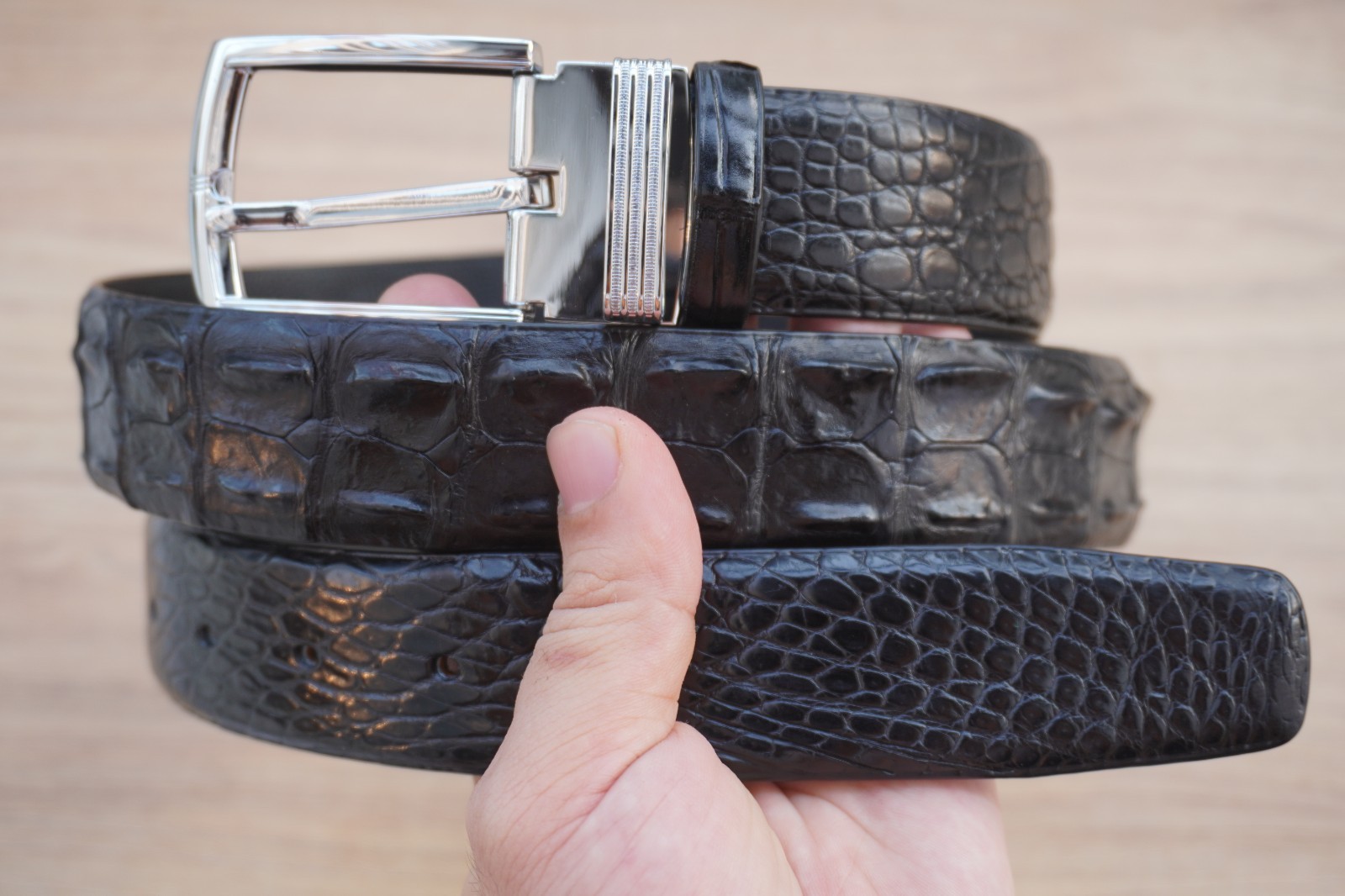 Black Real Genuine CROCODILE LEATHER Skin Men’s Belt W 1.3 inch #X29