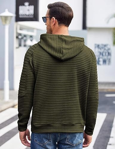 Coofandy Mens Hoodies Pullover Casaul Long Sleeve Drawstring Waffle Knit Hooded