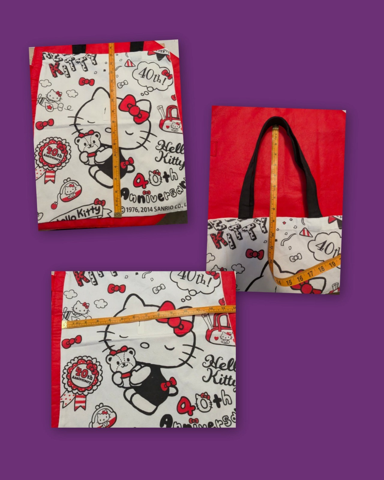 Adorable Hello Kitty Canvas Shoulder/ Tote Bag 13in x 15in