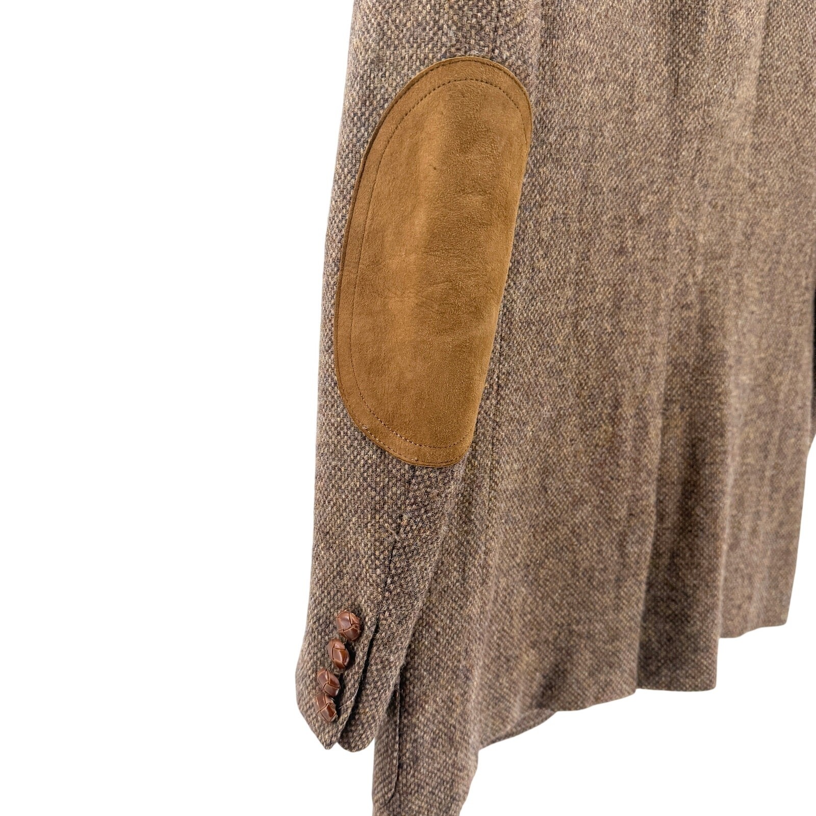 Vintage 80s Austin Reed Brown 100% Wool Tweed Suede Elbow Patch Blazer