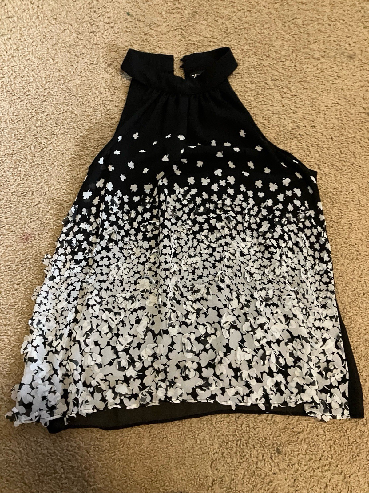 7th Avenue Black Floral-Scatter Halter Camisole Size Small