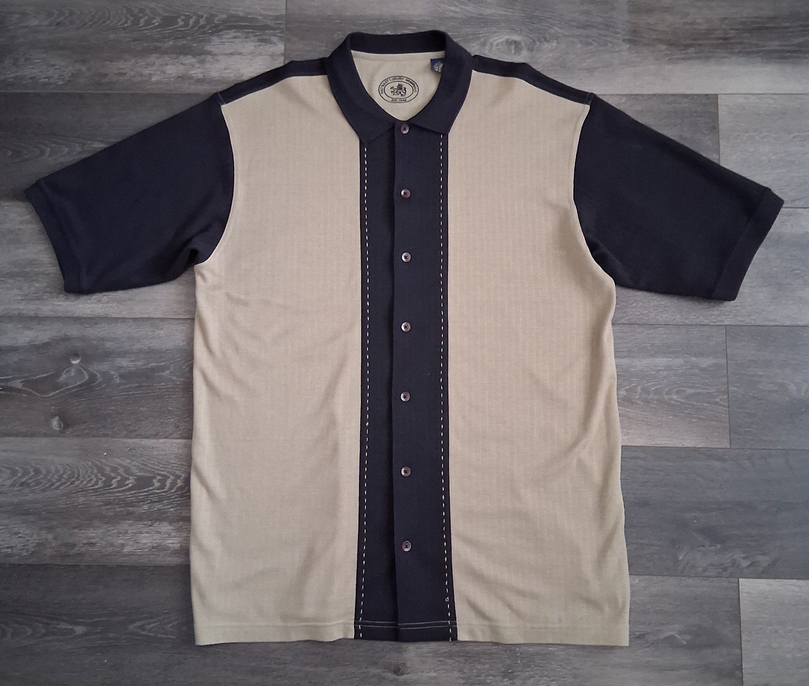 Nat Nast Originals Bowling Shirt Silk Cotton Blend Black Clay Size Large