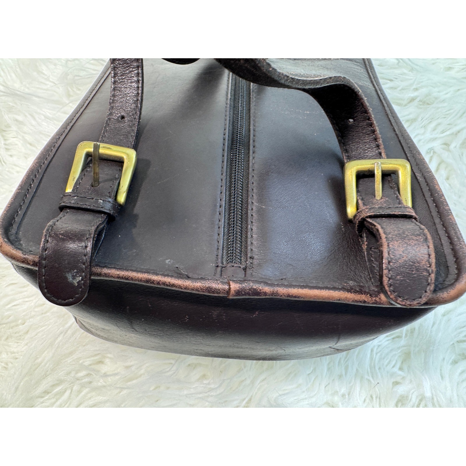 Vintage Croft & Barrow Leather Backpack Dark Brown Chocolate Turn Lock Flap