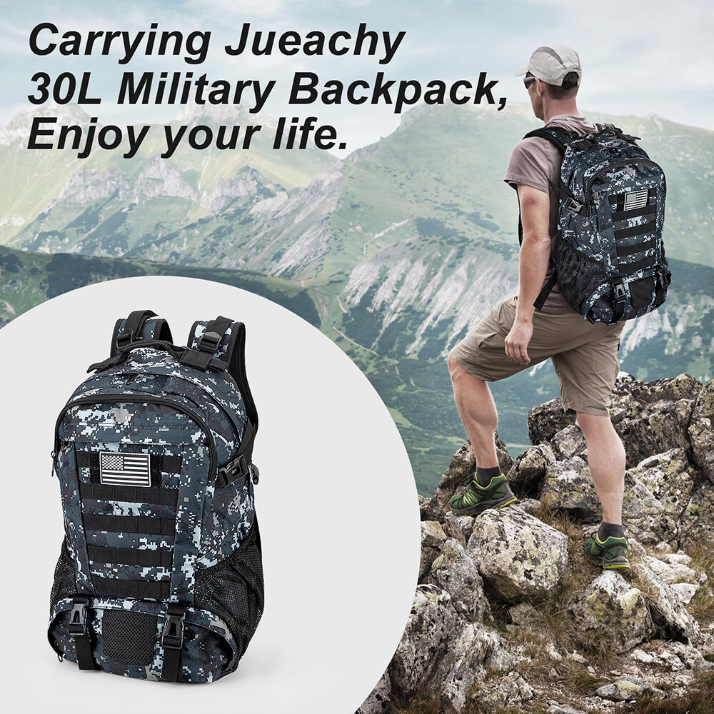 Jueachy Tactical Backpack Men Hiking Pack Molle Rucksack Waterproof 30L Bag
