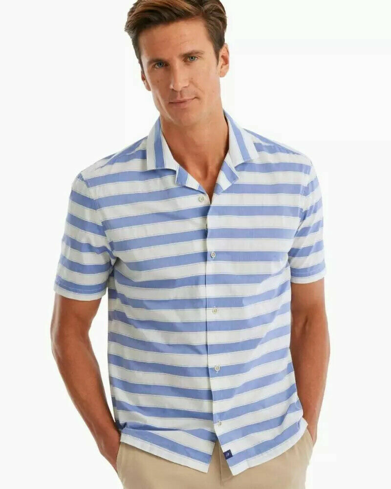 NWT JOHNNIE-O $118 LAGUNA BLUE CABANA HANGIN’ OUT SHORT SLEEVE CAMP SHIRT SZ L