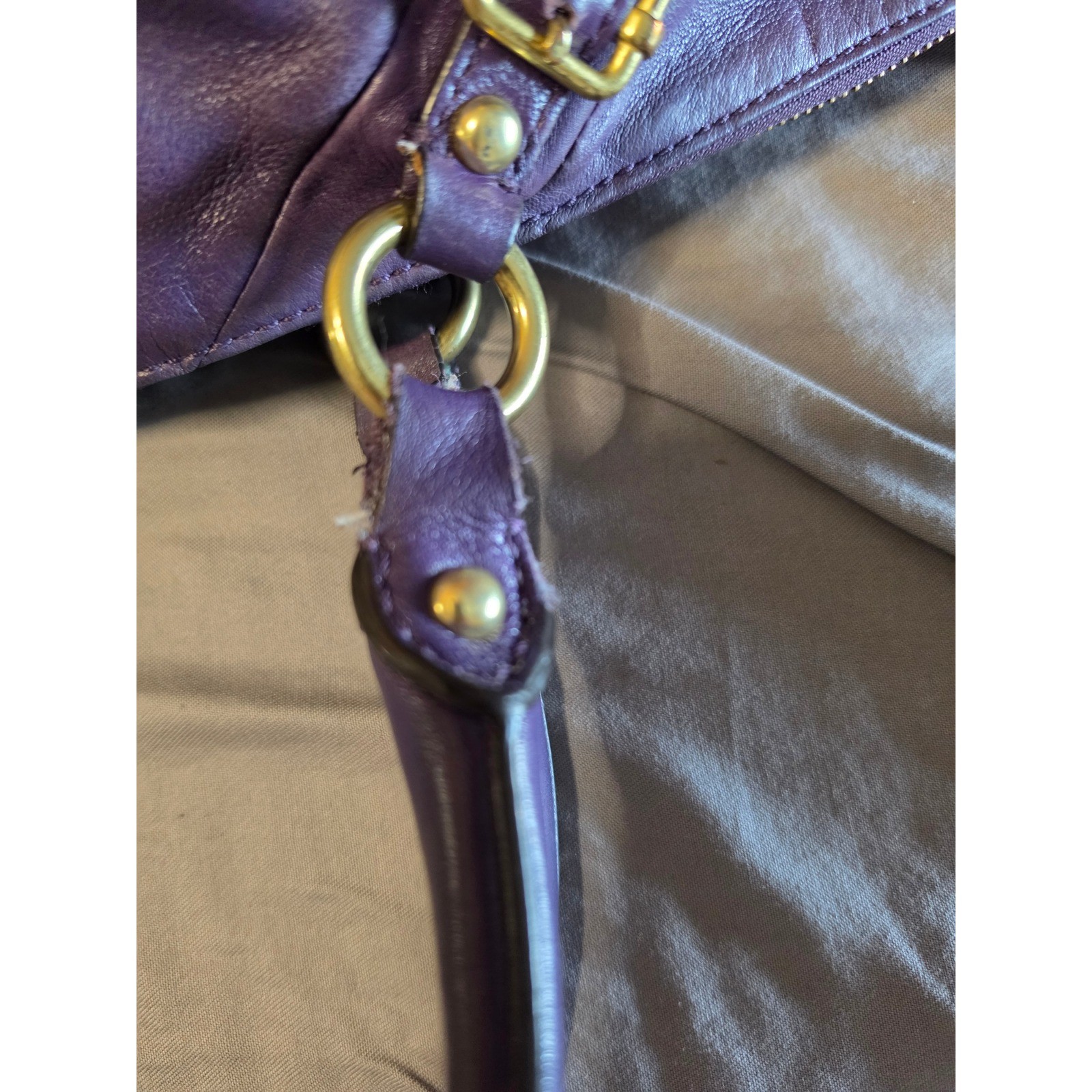 Coach Madison Sophia Purple Leather Satchel Shoulder Bag Gold Hardware 18609