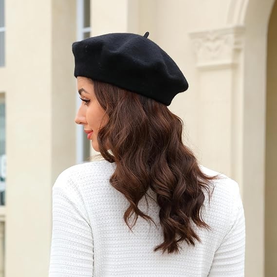 Gorro Vasco De Artista De Boina Francesa Para Mujeres Y Niñas, Color Negro NUEVO