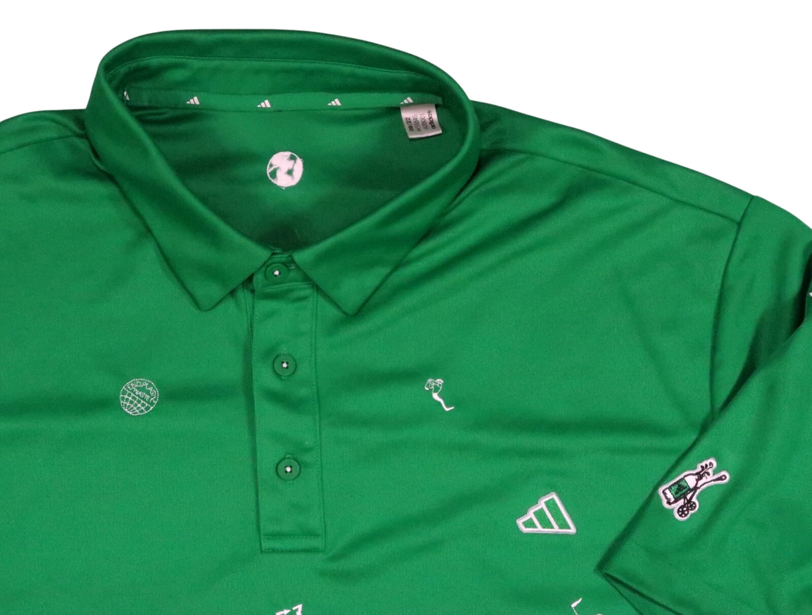 $95 ADIDAS Golf monogram embroidered recycle logo xxl ht6845 polo shirt emerald