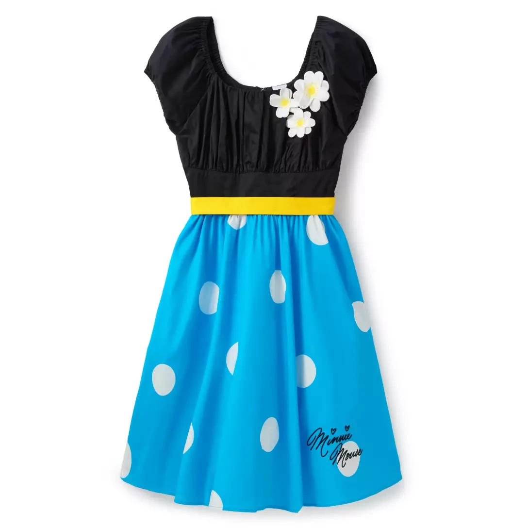Disney Parks Minnie Mouse Classic Retro A-Line Fit Flare Blue Polka Dot NWT Sz:M