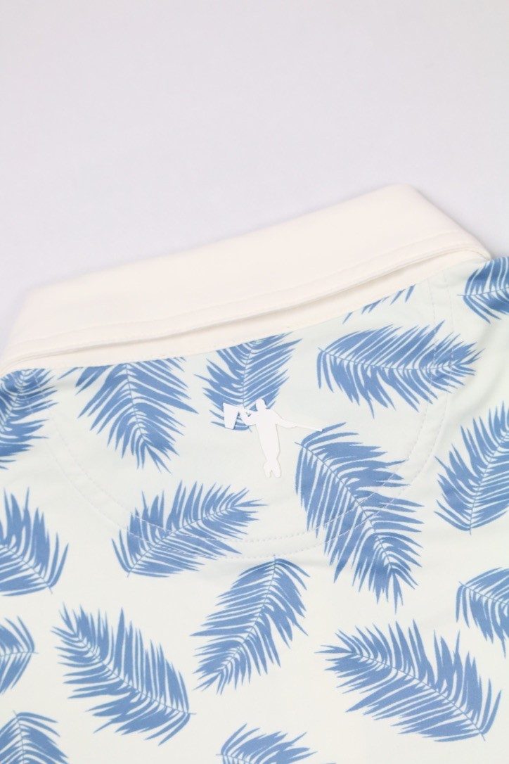 Anderson Ord Canal Polo Creme / Laguna Blue Size M Floral Wick Quick Dry Stretch
