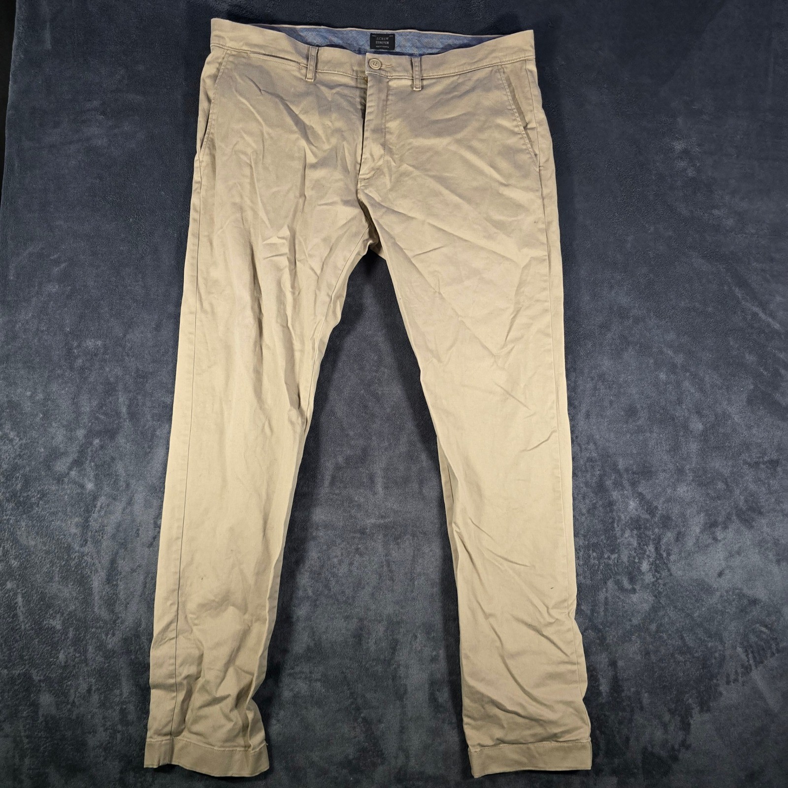 J.Crew Stretch Chinos Pants Casual Everyday Khaki Beige W35 L32 Mens 35×32
