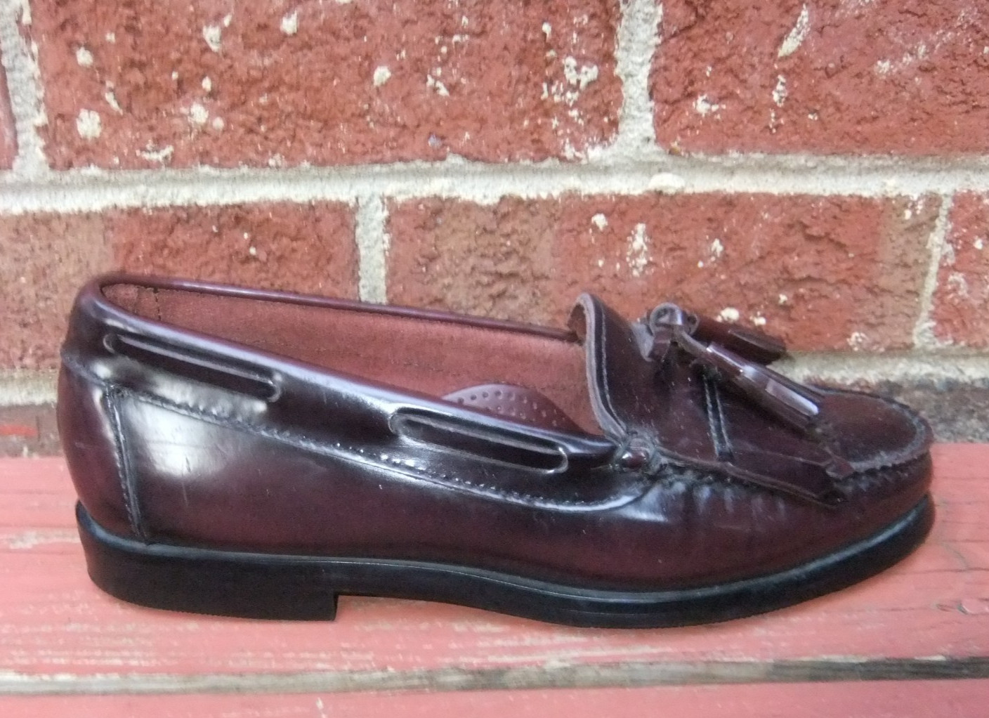 Bass Weejuns Mens Tassel Kiltie Loafers Burgundy Old Money USA 6D