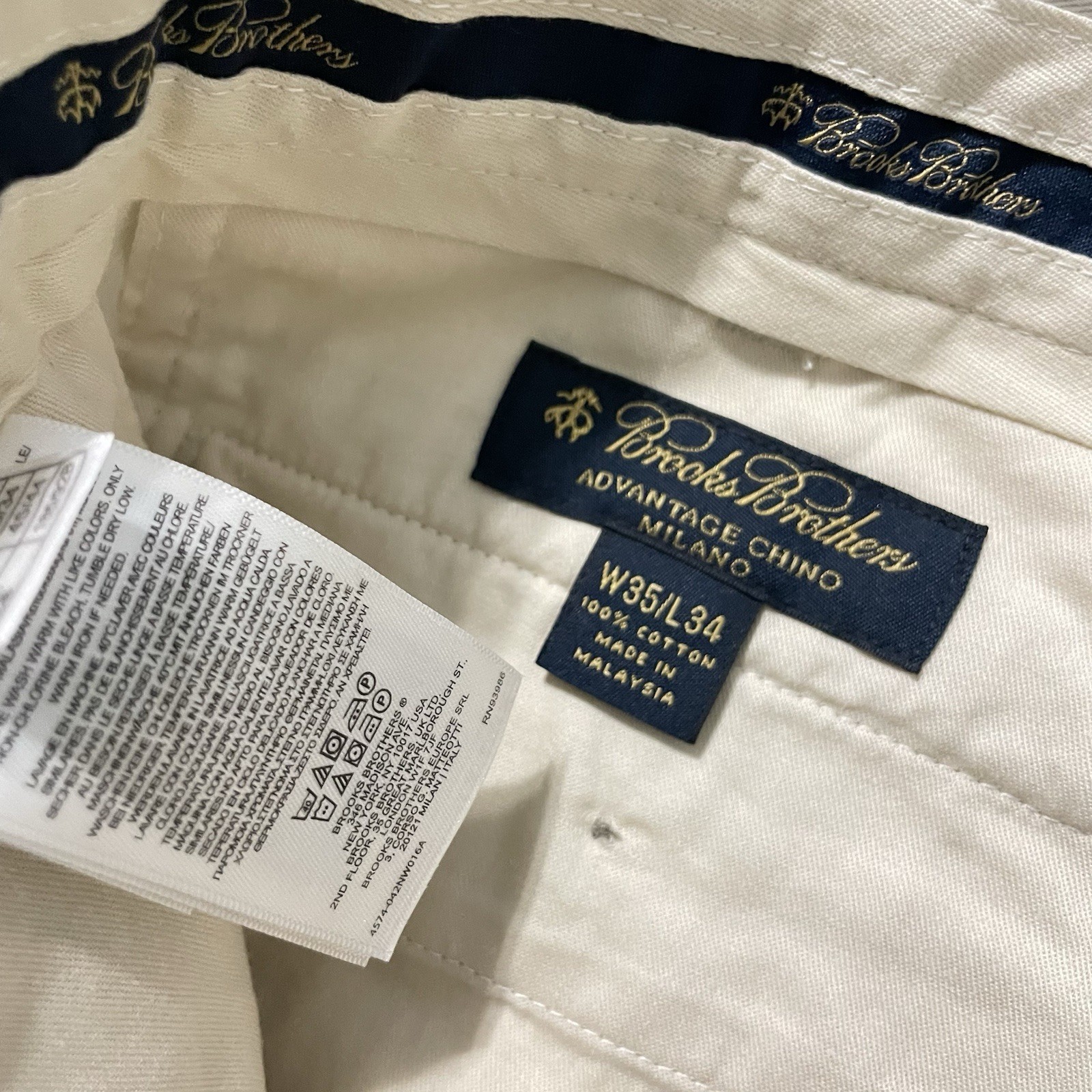 Brooks Brothers Pants Mens 35×34 (34×29) Beige Advantage Chino Milano Cotton NWT