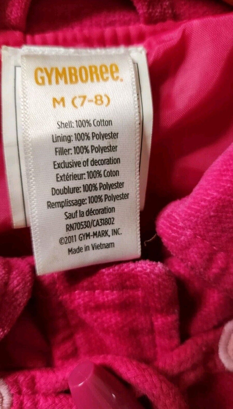 Gymboree bright pink floral toggle closure coat girl’s size M(7-8)