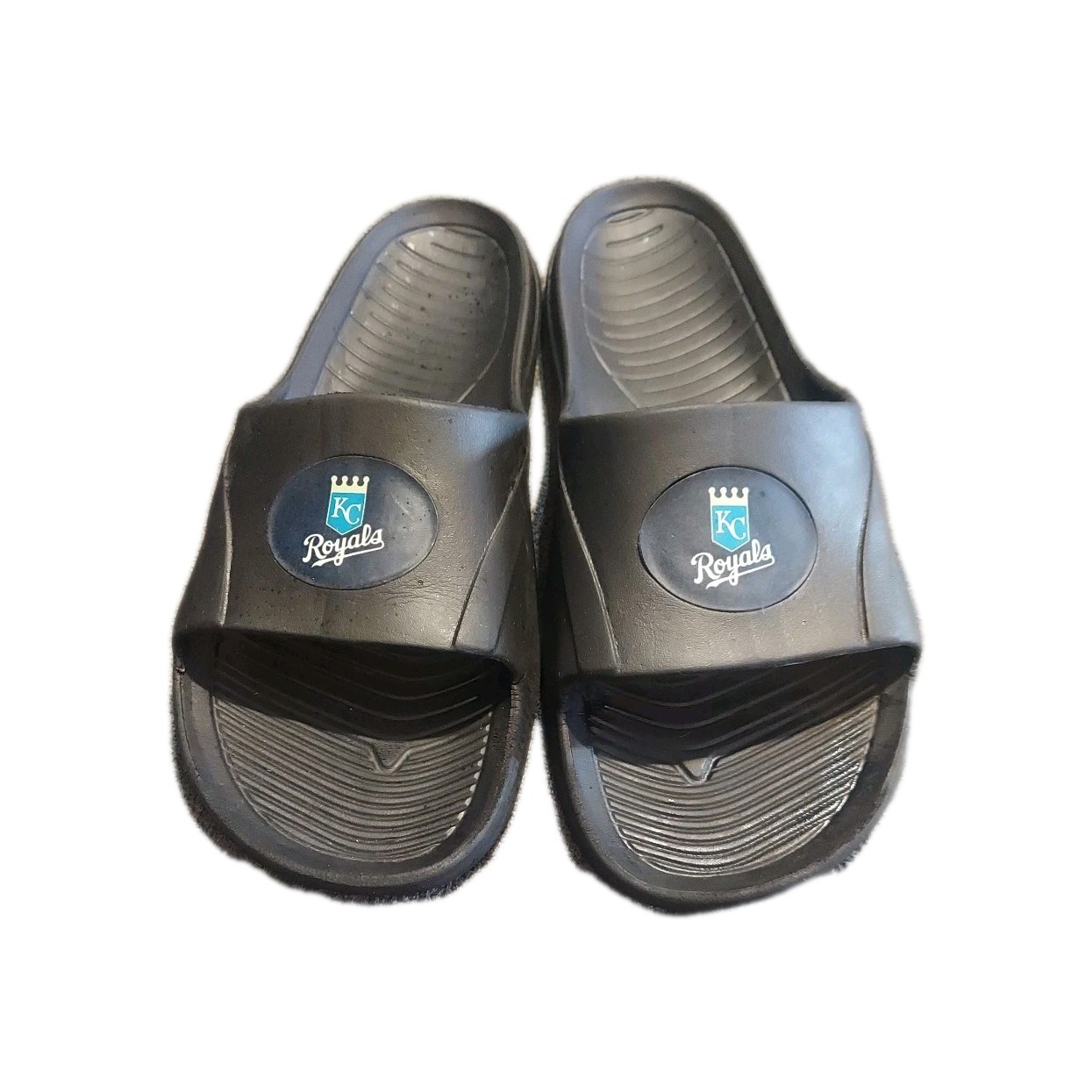 Kansas City Royals Mens Slides Logo MLB Sandals Size 12 Baseball Black Pool