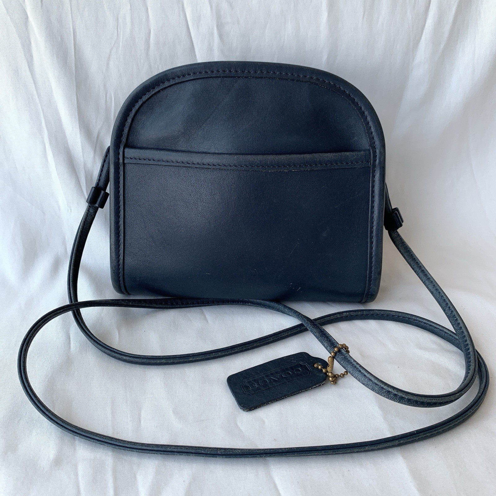 Vintage Coach Abbie Zip 9017 Blue Leather Crossbody Bag Made In USA 1998