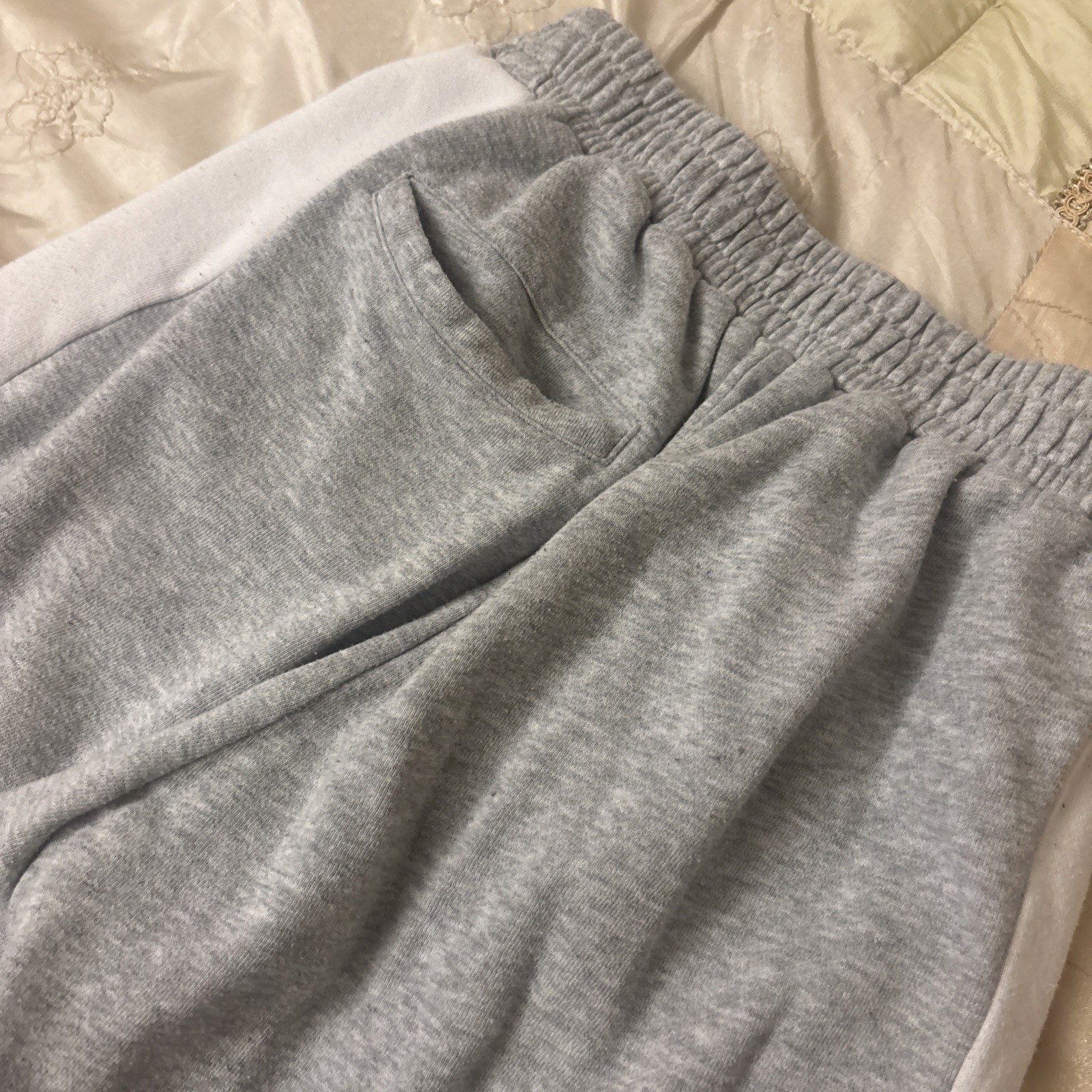 No Boundaries Grey Colorblock Two-Tone Elastic Waist Jogger Sweatpants Sz S 3/5
