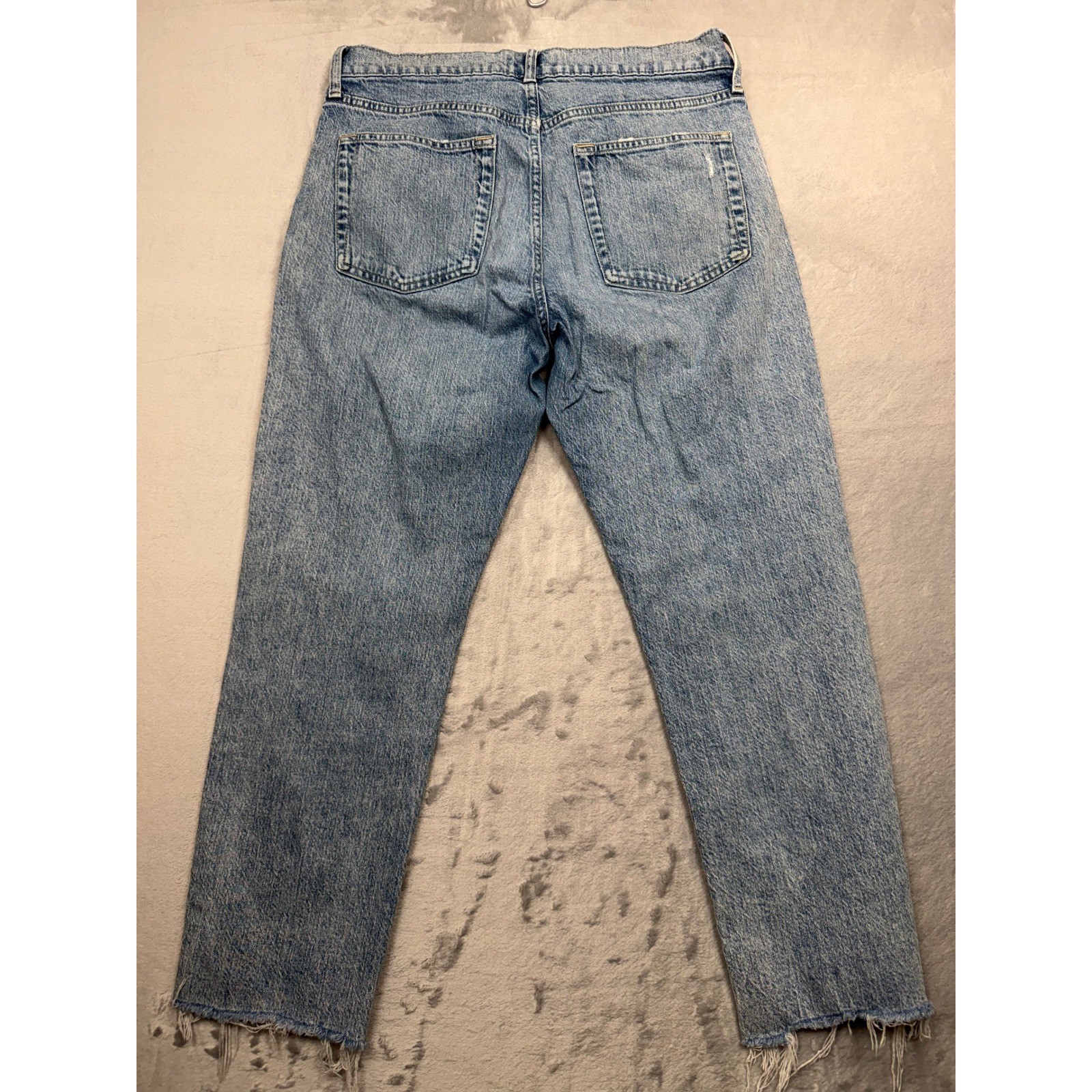 Gap Sky High Straight Jeans Womens 33 Light Blue Distressed Raw Hem 0626-0505