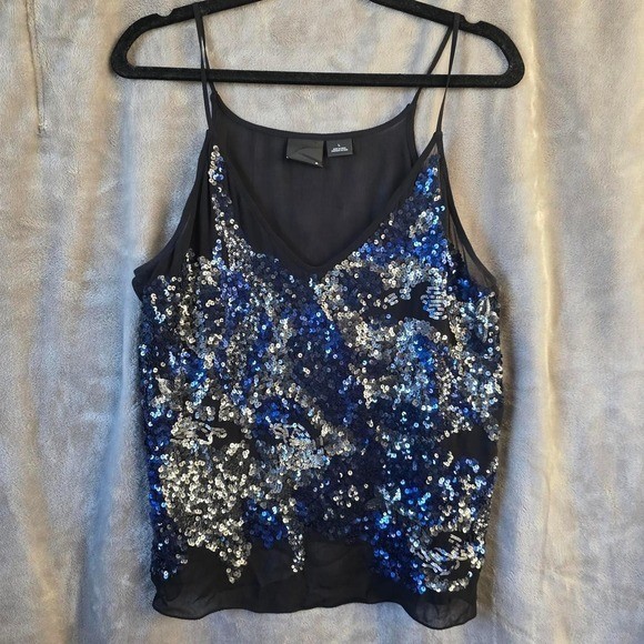 Trouvé Nordstrom Blue Silver Sequin Camisole Top – Size L Partywear