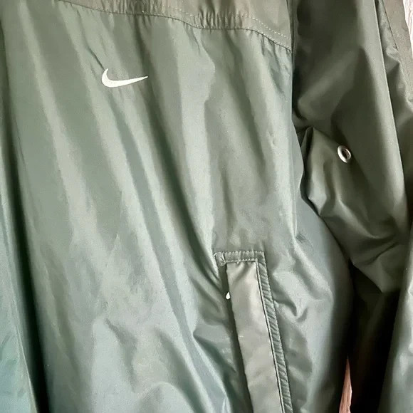 Vintage Nike White Label Thick Army Green Outdoor Sports Pullover; Zip Pockets L