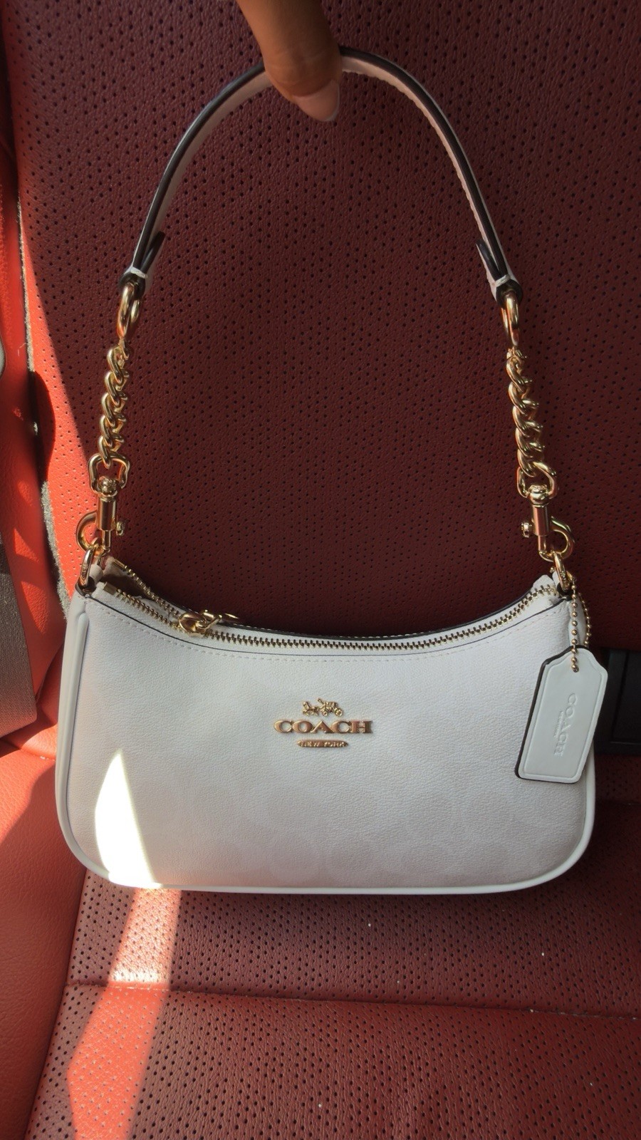NWT COACH Teri Shoulder Bag Signature Canvas White Leather Crossbody NEW