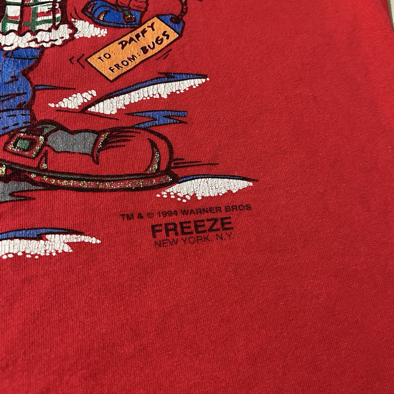Vintage 90s Bugs Bunny Daffy Duck Bah-Humbug Christmas Shirt Size XL