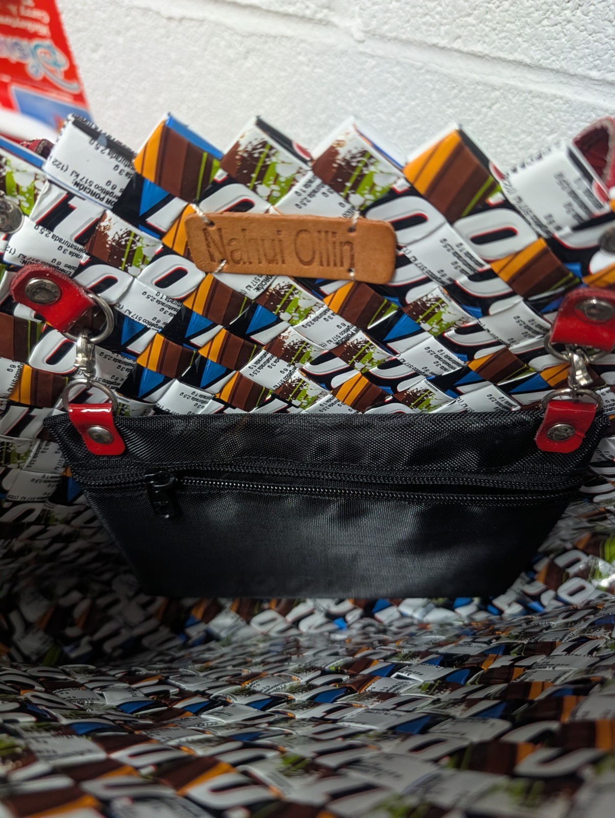 Nahui Ollin Candy Wrapper Purse Over The Shoulder Bag White & Black Eco-Chic