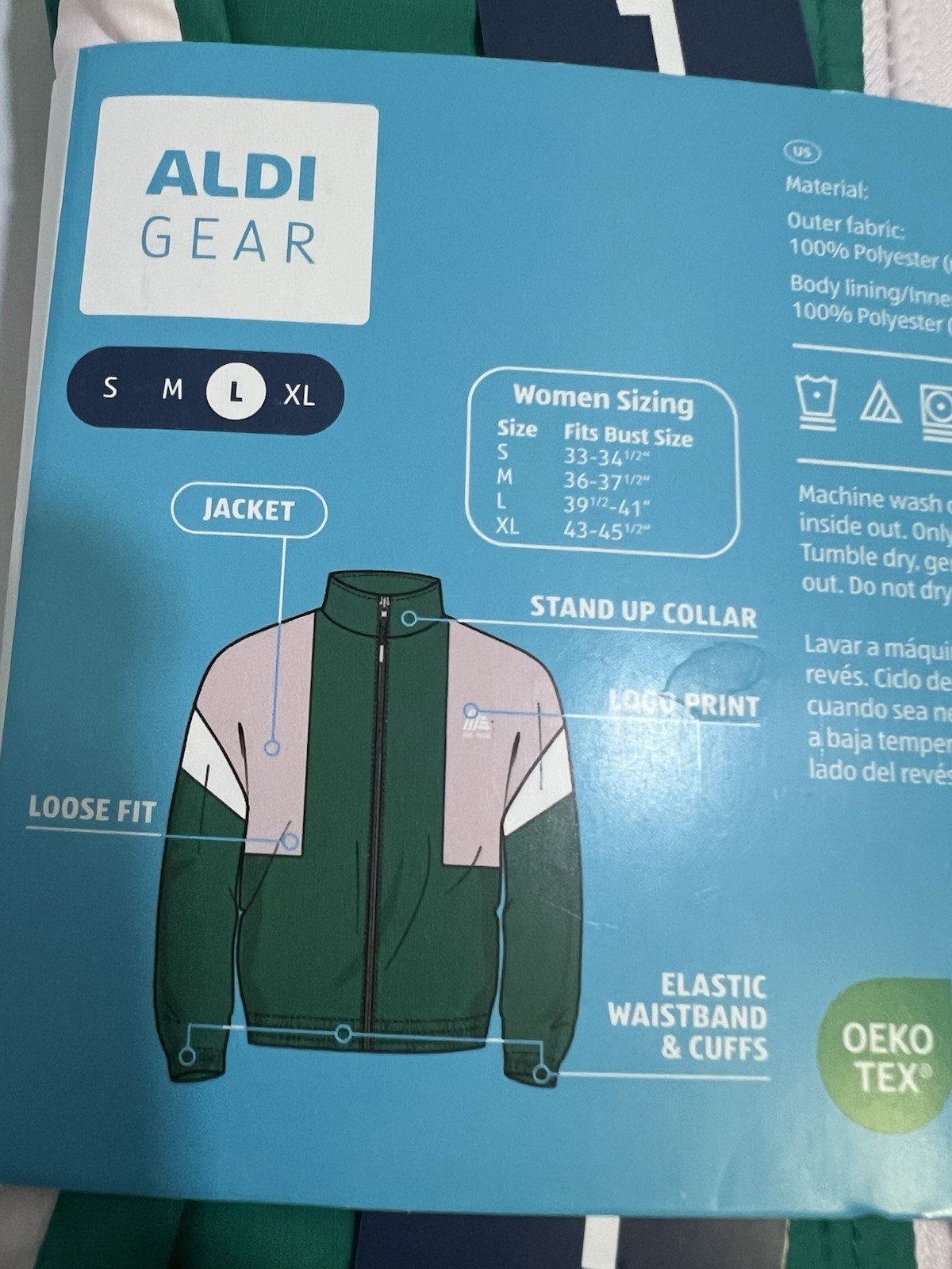 ALDI Gear Windbreaker Jacket Women’s Size L Green 50th Anniversary Edition 2026
