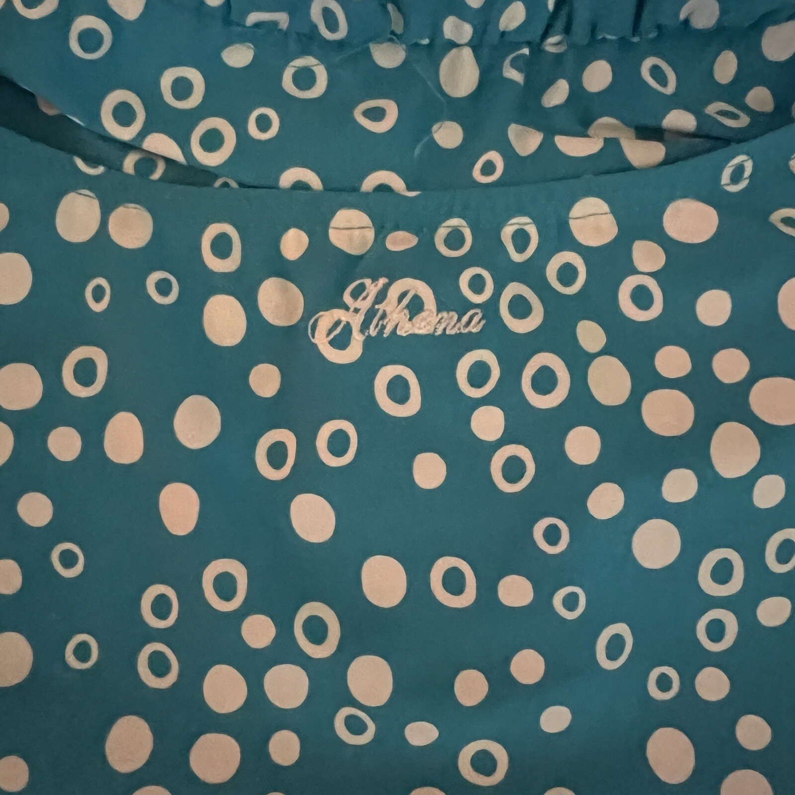 Athena Turquoise and White Bubbles Circles Polka Dots Swimsuit Cover Up M NWT